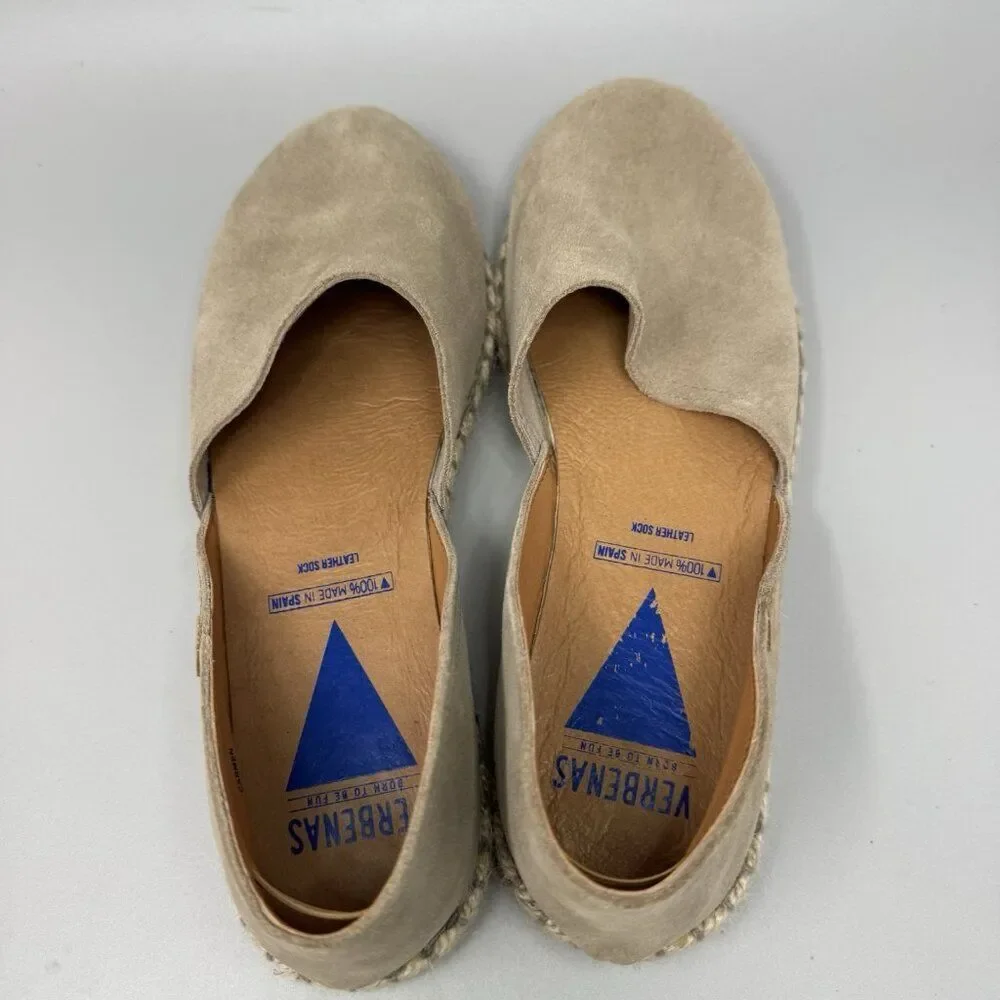 Verbenas Carmen Shoes EU Size 41 Suede Espadrille Flat Sandals US 8.5 Beige